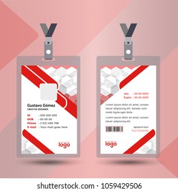 User id card realistic set with male and female photo templates isolated vector illustration