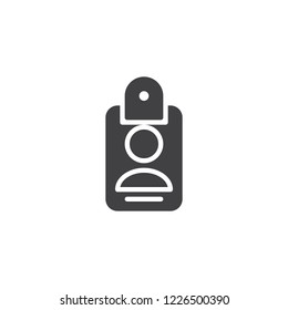 User id card vector icon. filled flat sign for mobile concept and web design. Vertical Identification card simple solid icon. Symbol, logo illustration. Pixel perfect vector graphics