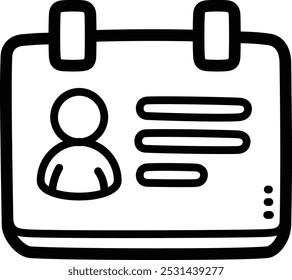 Icono de Vector doodle de identificación de usuario e ilustración