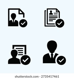 User Identity Verification and Document Approval Icon Set for Account Registration
