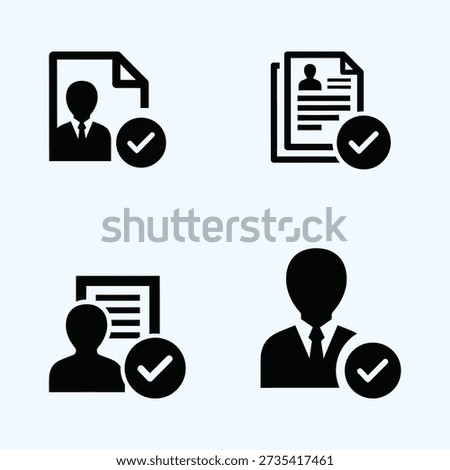 User Identity Verification and Document Approval Icon Set for Account Registration