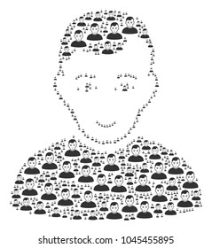 User illustration done in the shape of user icons. Vector iconized composition constructed with simple elements.
