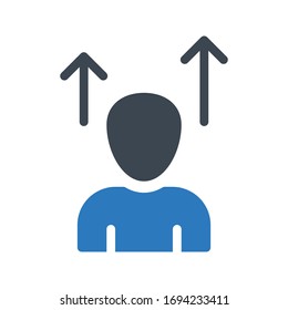 user increase vector glyph color icon 