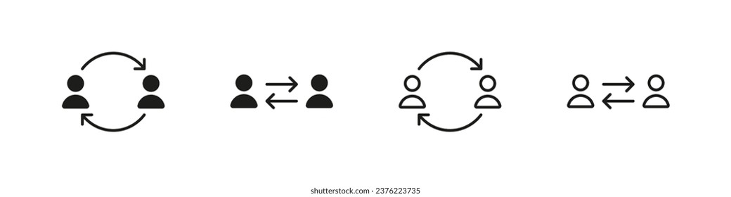 Juego de iconos vectoriales de intercambio de información de usuario. Iconos de rotación de empleados.