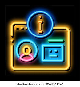 user information for identity neon light sign vector. Glowing bright icon user information for identity sign. transparent symbol illustration