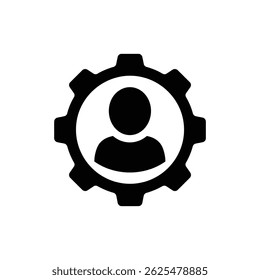 User Inside Gear Circle, Representing Business Strategy and Decision Making