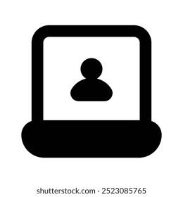User inside laptop screen concept icon of work from home