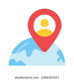 User inside map pointer denoting concept of user location vector