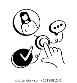 A user interacting with a digital interface, ready to use icon of interactivity