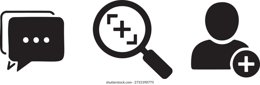 User Interaction Icon Set Chat Add User Social