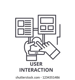 User interaction line icon concept. User interaction vector linear illustration, symbol, sign