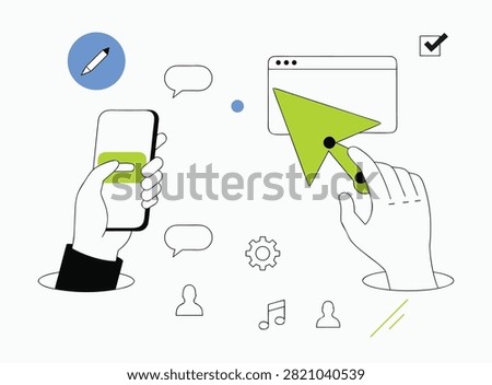 User interaction with mobile app and website interface design elements interface interaction technology development software webdesign