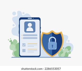 User interface for authorization, using a secure login and password. Account Data Protection. Perfect vector graphics