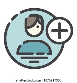 User Interface Avatar Profile Add Flat Icon Isolated On White Background