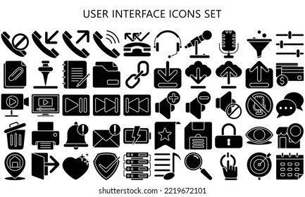 user interface and basic app icons set. include mail, arrow, upload, download, cloud and more. use for modern concept, UI or UX kit, web, digital banner and app. vector EPS 10 ready convert to SVG.