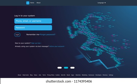 User interface for Big data flow processing concept, cloud database, isometric vector, web hosting and server room icons. Running system concept in database system