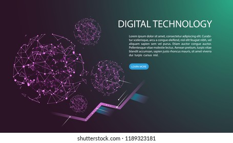 User interface for Big data flow processing concept, cloud database, isometric vector, web hosting and server room icons. Smart city concept in database system with abstract background