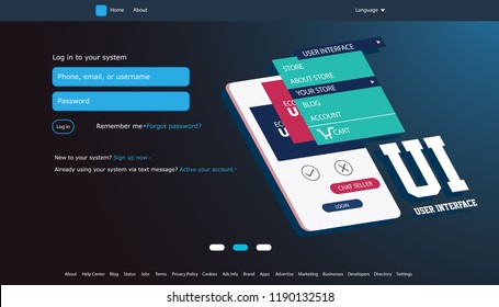 User interface for Big data flow processing concept, cloud database, isometric vector, web hosting and server room icons. Smart city concept in database system with abstract background