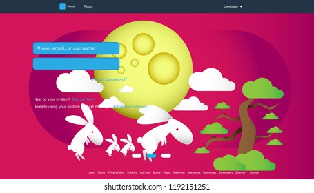 User interface for Big data flow processing concept, cloud database, isometric vector, web hosting and server room icons. Smart Moon Rabbit concept in database system