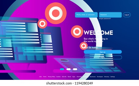 User interface for Big data flow processing concept, cloud database, isometric vector, web hosting and server room icons. Smart city concept in database system