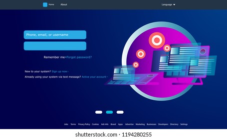 User interface for Big data flow processing concept, cloud database, isometric vector, web hosting and server room icons. Smart city concept in database system