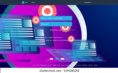 User interface for Big data flow processing concept, cloud database, isometric vector, web hosting and server room icons. Smart city concept in database system