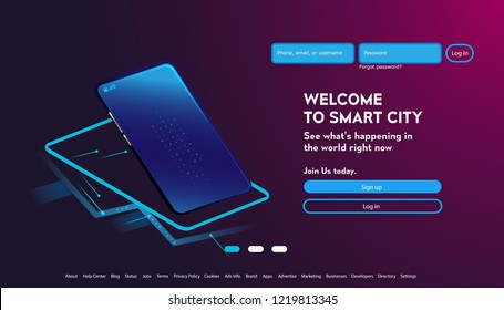 User interface for Big data flow processing concept, cloud database, isometric vector, web hosting and server room icons. Smart concept in database system