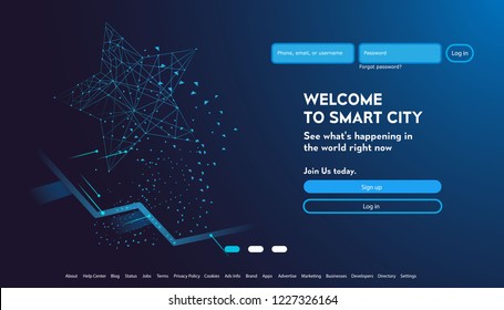 User interface for Big data flow processing concept, cloud database, isometric vector, web hosting and server room icons. Smart city concept in database system, Interactive design