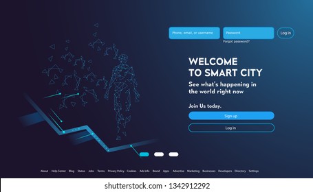 User interface for Big data flow processing concept, cloud database, isometric vector, web hosting and server room icons. Smart city concept in database system, Interactive design 