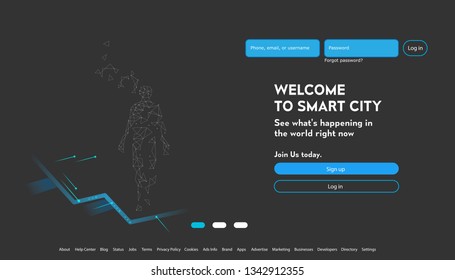 User interface for Big data flow processing concept, cloud database, isometric vector, web hosting and server room icons. Smart city concept in database system, Interactive design 