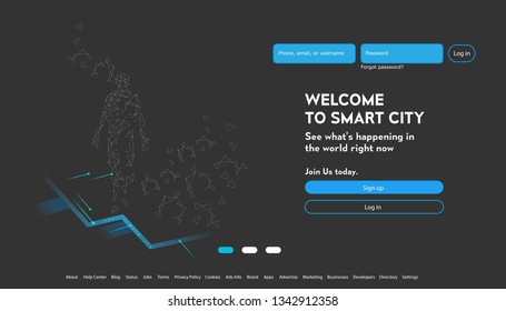 User interface for Big data flow processing concept, cloud database, isometric vector, web hosting and server room icons. Smart city concept in database system, Interactive design 