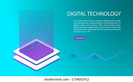 User interface for Big data flow processing concept, cloud database, isometric vector, web hosting and server room icons. business and technology concept in database system