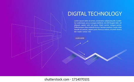 User interface for Big data flow processing concept, cloud database, isometric vector, web hosting and server room icons. business and technology concept in database system