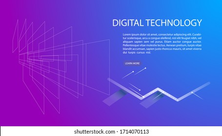 User interface for Big data flow processing concept, cloud database, isometric vector, web hosting and server room icons. business and technology concept in database system