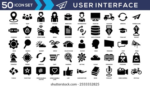 User Interface Black Glyph Icon Set Collection Vol 1