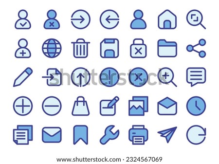 User interface (blue color) icons set. The collection includes in business development, programming, web design, app design, and more.