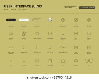 User Interface Buttons Controls Minimalist Cuteline Icon Pack