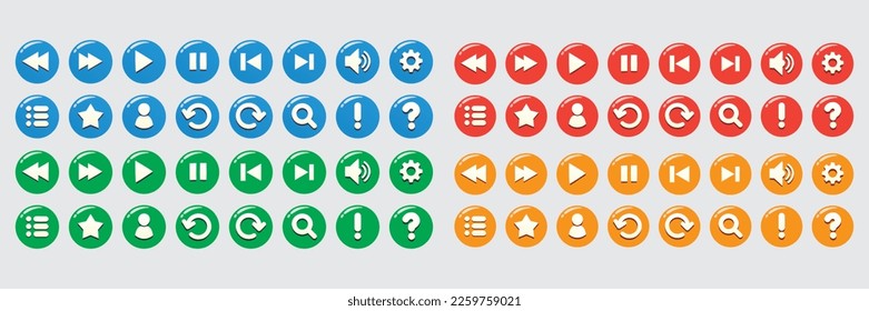 User Interface buttons, elements, and icons set for games or apps. Game UI buttons. Mobile application interface elements. UI elements collection buttons for mobile development, casual games, UI kit.