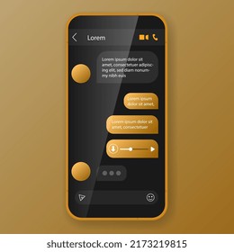 user interface chatting templates yellow dark theme realistic device, vector design illustration