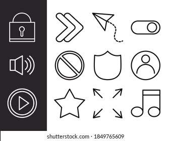 user interface collection icons operating system technology linear style vector illustration
