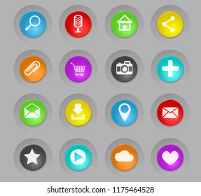 user interface colored plastic round buttons web icons for user interface design