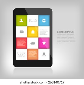 User interface colorful design for mobile devices. Presentation with reflection.