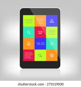User interface colorful design for mobile devices. Presentation with reflection.