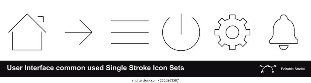 User Interface commonly used simple single-stroke Icon Sets for digital and print usage editable