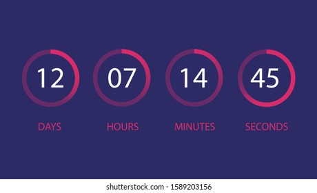 User interface countdown clock. Day, hour, minute, second.