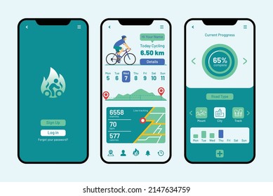 User interface design of the bike tracker, suitable for application design