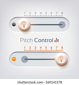 User interface design concept with horizontal pitch control on light background isolated vector illustration