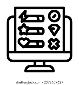 user interface design game development line icon vector. user interface design game development sign. isolated contour symbol black illustration