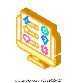 user interface design game development isometric icon vector. user interface design game development sign. isolated symbol illustration