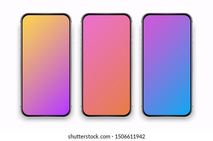 User interface design. Isolated cell phone mockup. Vector phone illustration. Colorful phone templates.